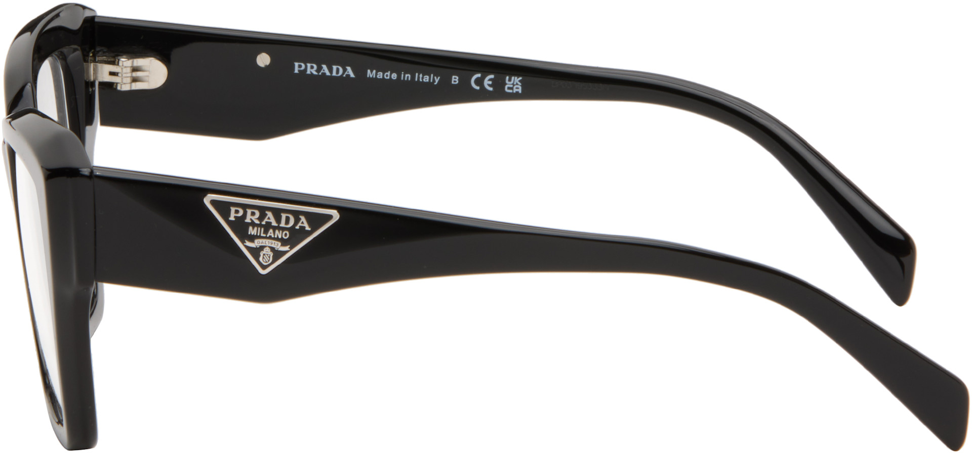 PRADA 四角形　メガネ ブラック Prada Eyewear: ブラック Symbole アセテート スクエアメガネ | SSENSE