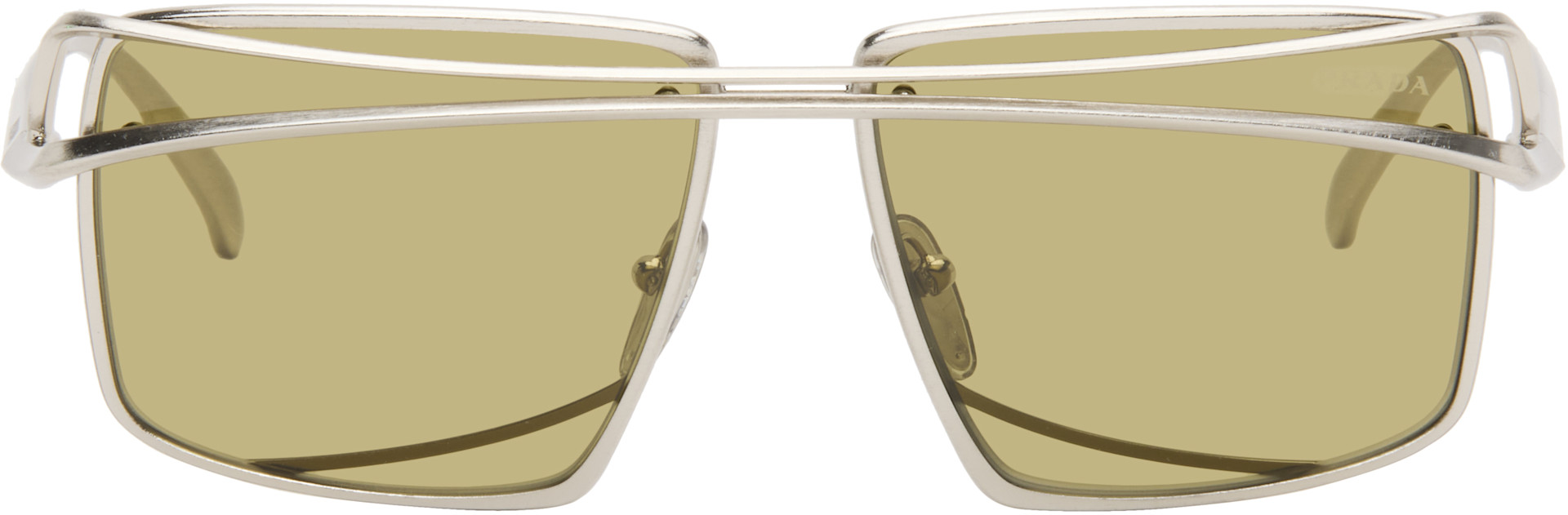 Prada Eyewear: シルバー Metal スクエアサングラス | SSENSE 日本