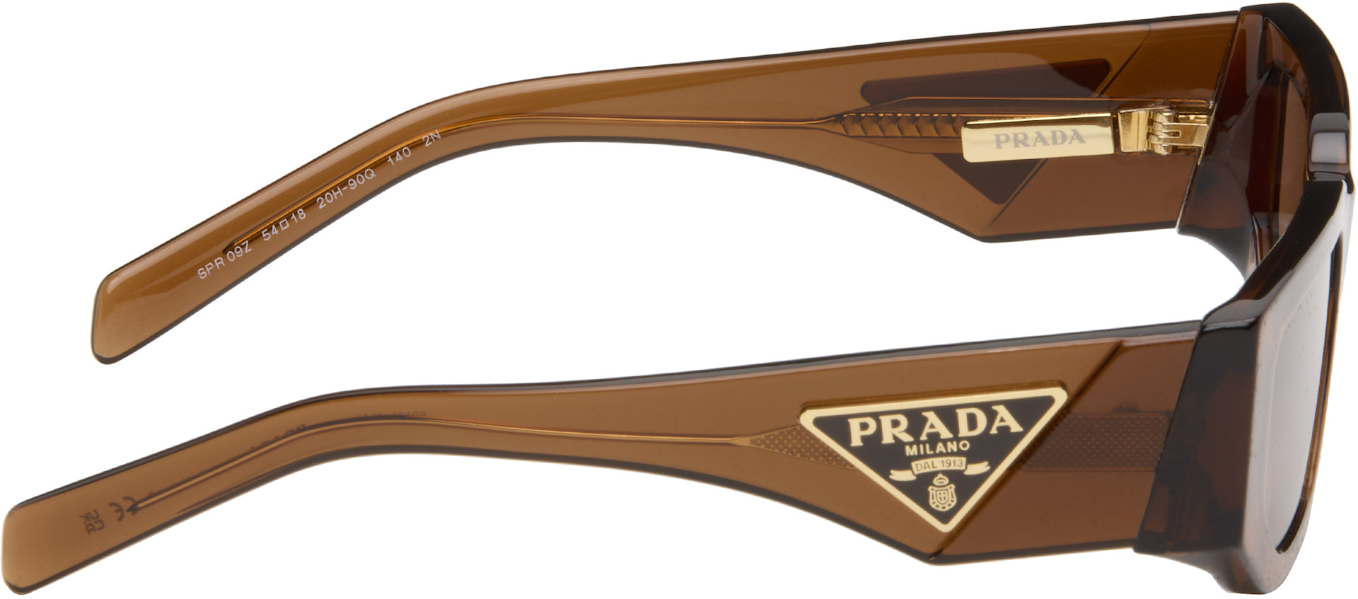 Prada Eyewear - 브라운 렉탱글 선글라스