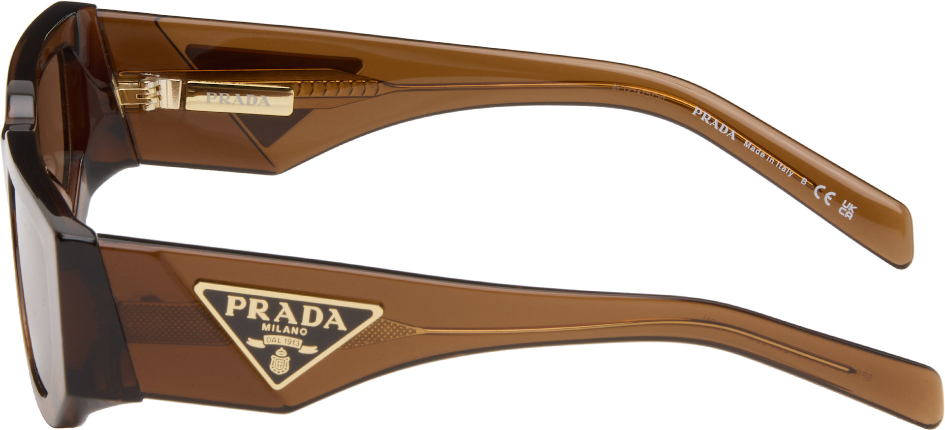Prada Eyewear - 브라운 렉탱글 선글라스