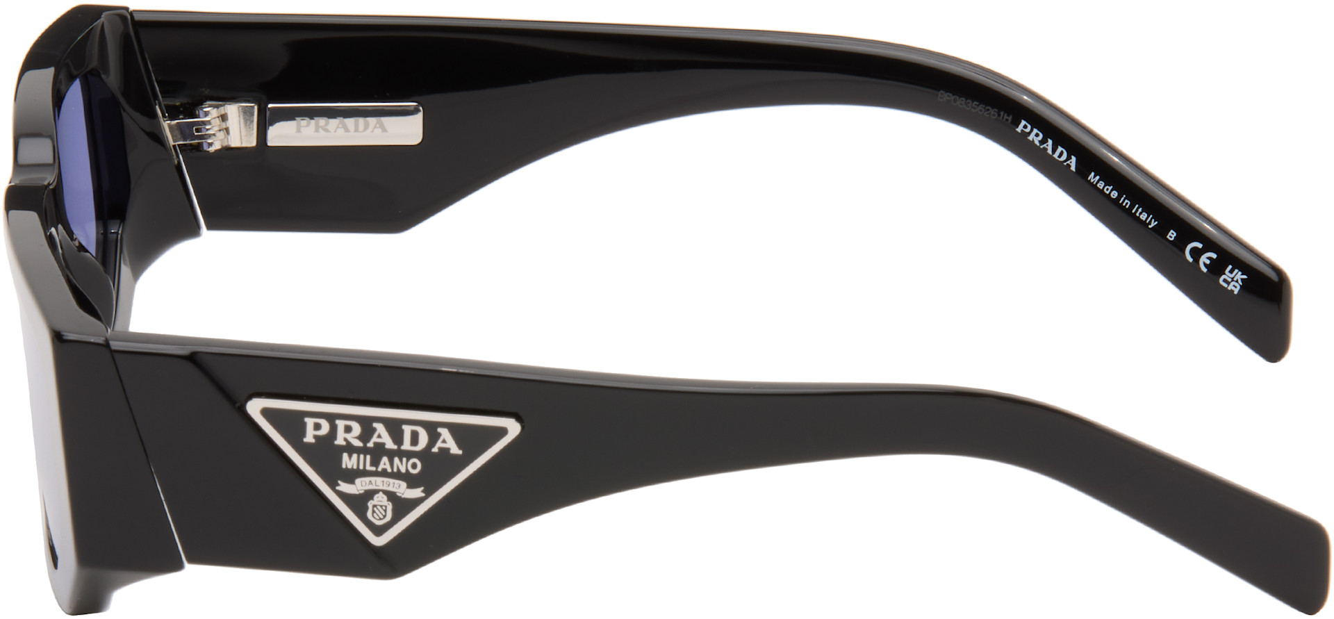 Prada Eyewear: Black Triangle Logo Sunglasses | SSENSE