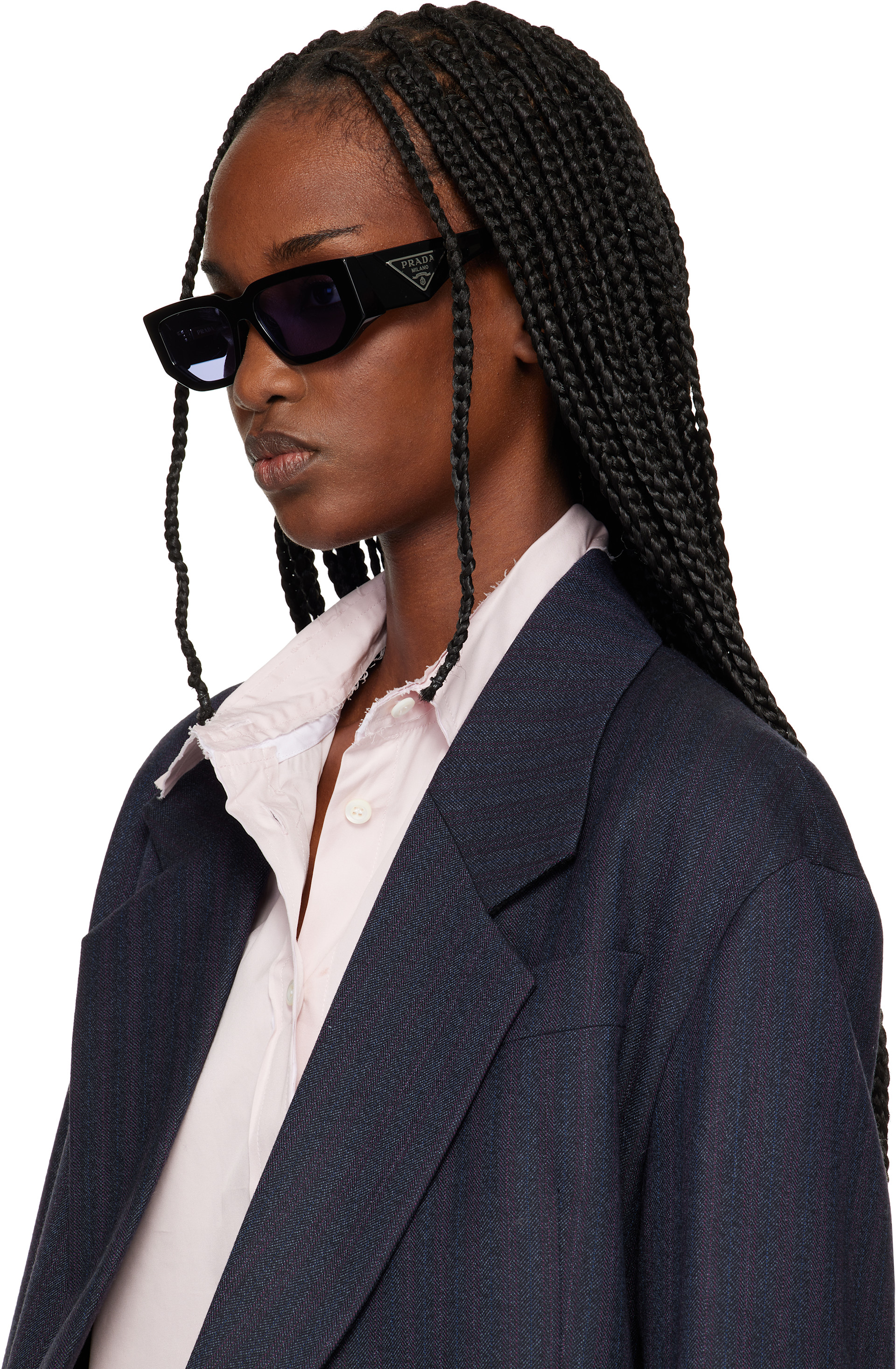 Prada Eyewear: Black Triangle Logo Sunglasses | SSENSE Canada