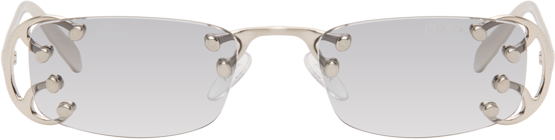 Prada Eyewear: Silver PR C57S Sunglasses | SSENSE