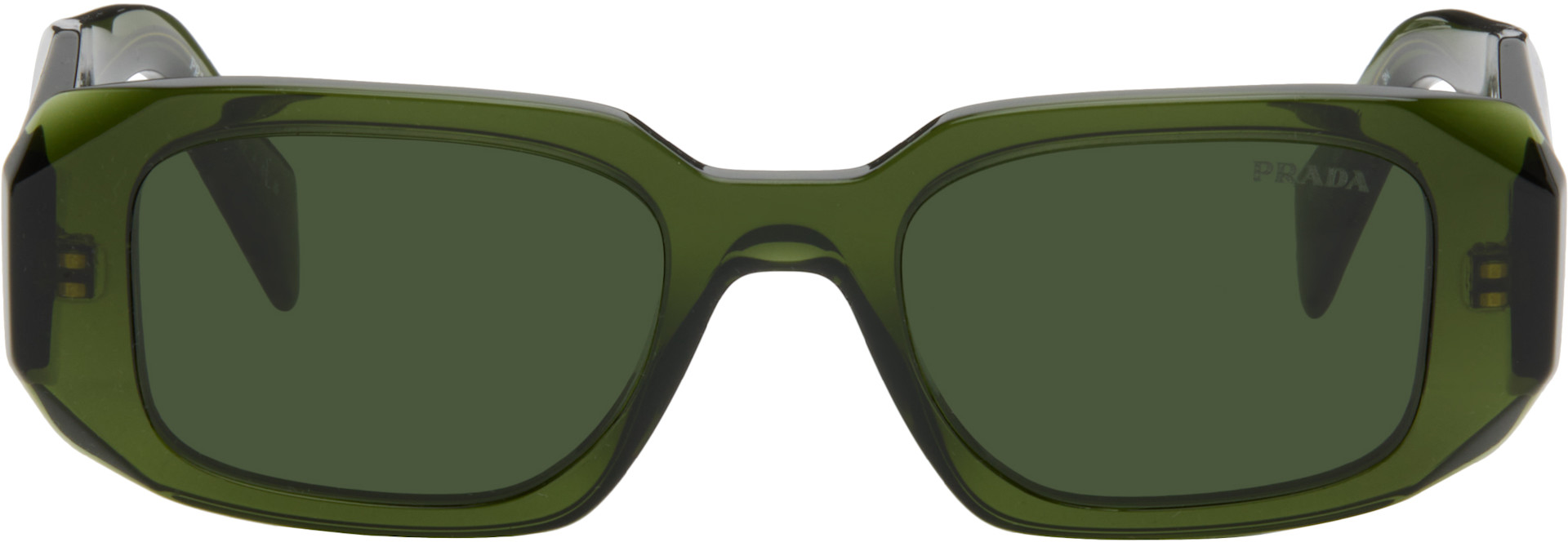 PRADA サングラス グリーンフレーム試着のみ極美品‼️ Prada Eyewear: グリーン 'Prada Symbole' サングラス | SSENSE 日本