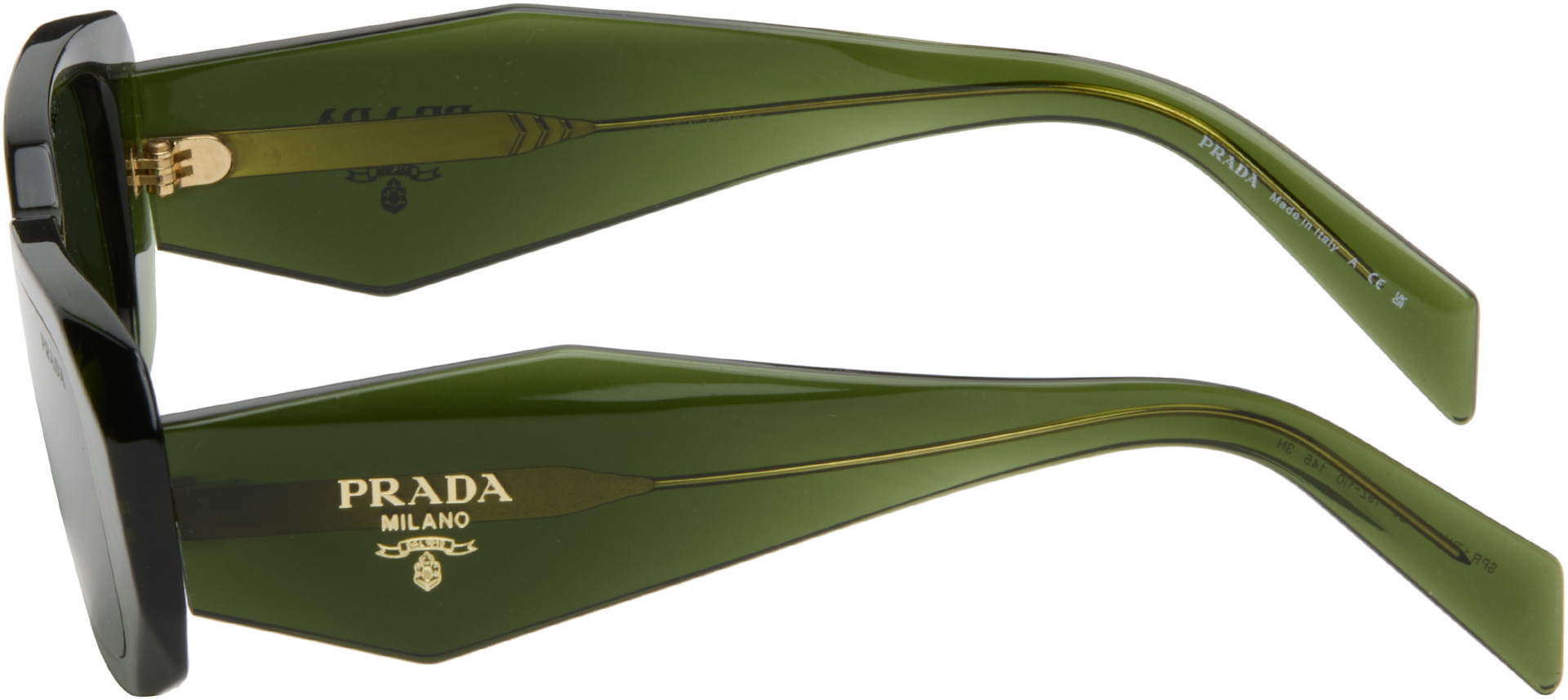 Prada Eyewear: Green 'Prada Symbole' Sunglasses | SSENSE