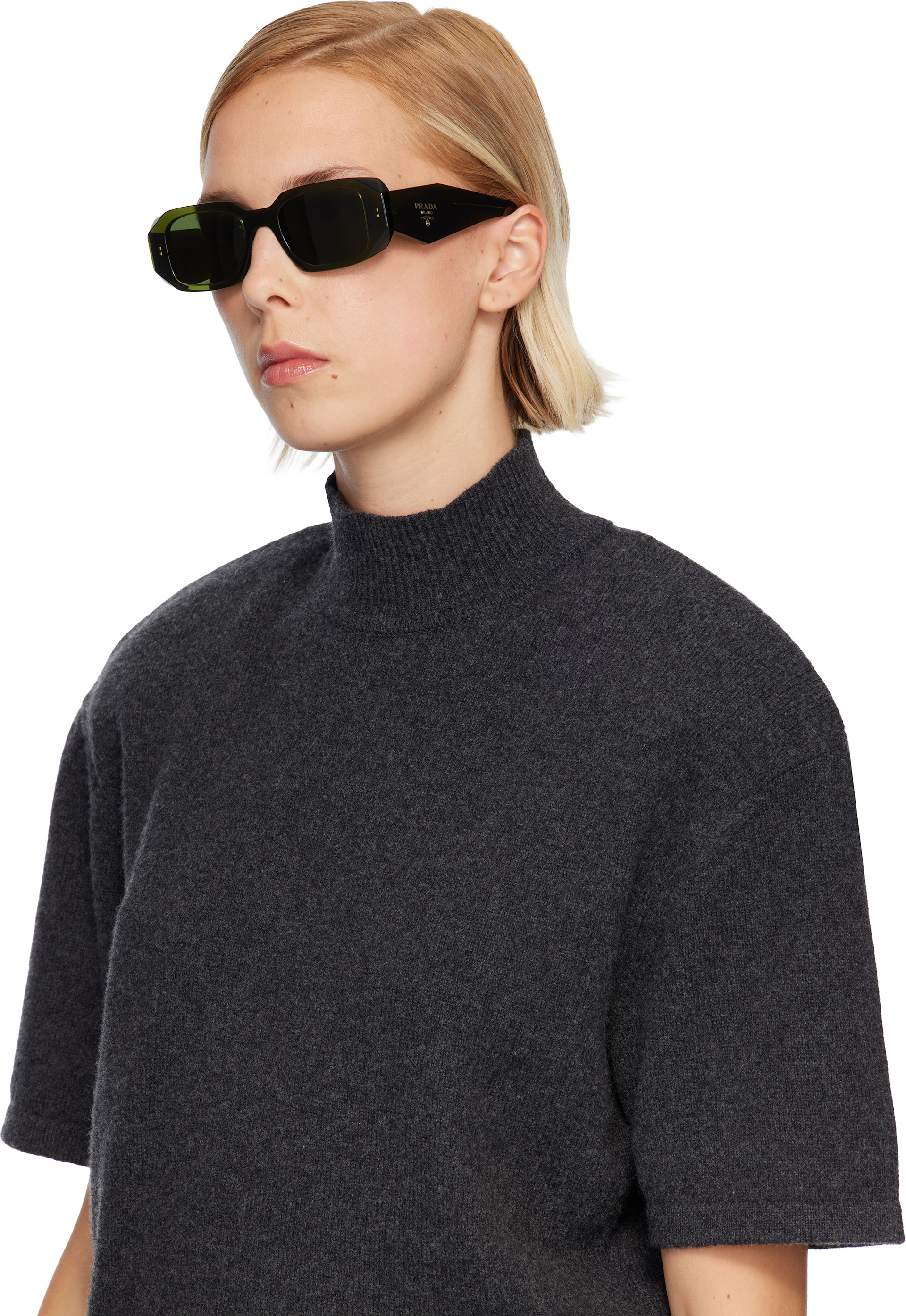 Prada Eyewear: グリーン 'Prada Symbole' サングラス | SSENSE 日本