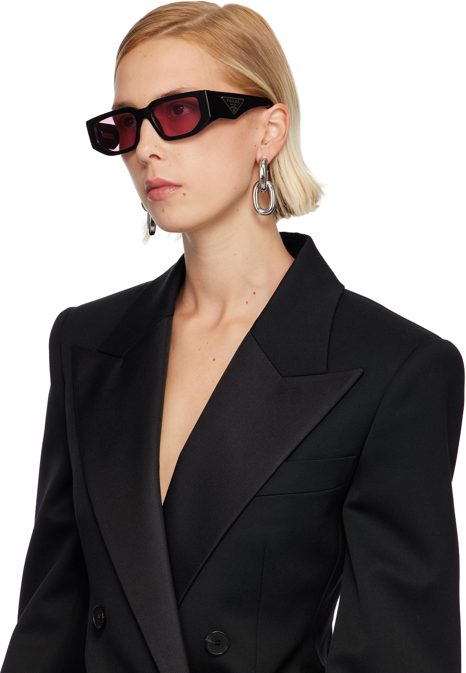 Prada Eyewear: Black PR 09ZS Sunglasses | SSENSE display picture 2