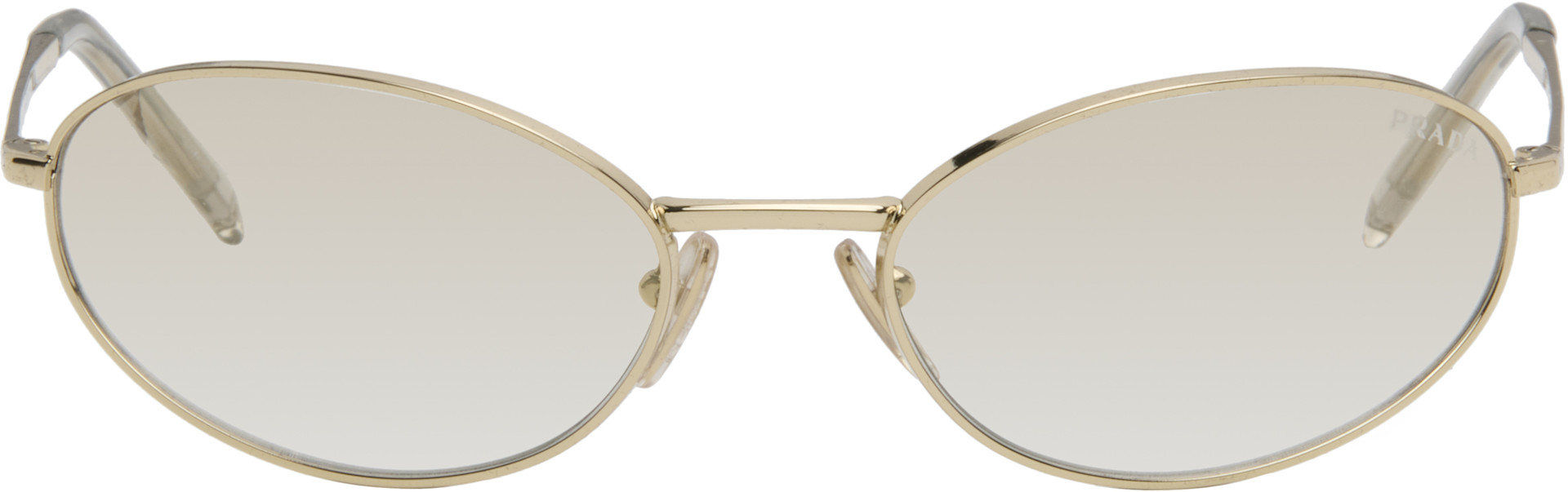 Prada Eyewear: Gold Metal Oval Sunglasses | SSENSE