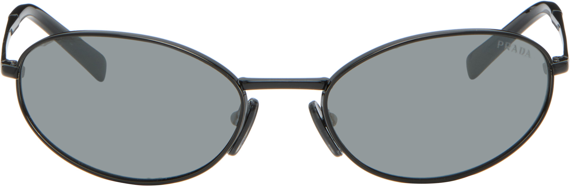 小物 Archive PRADA oval sunglasses black Prada Eyewear: Black Metal Oval Sunglasses | SSENSE