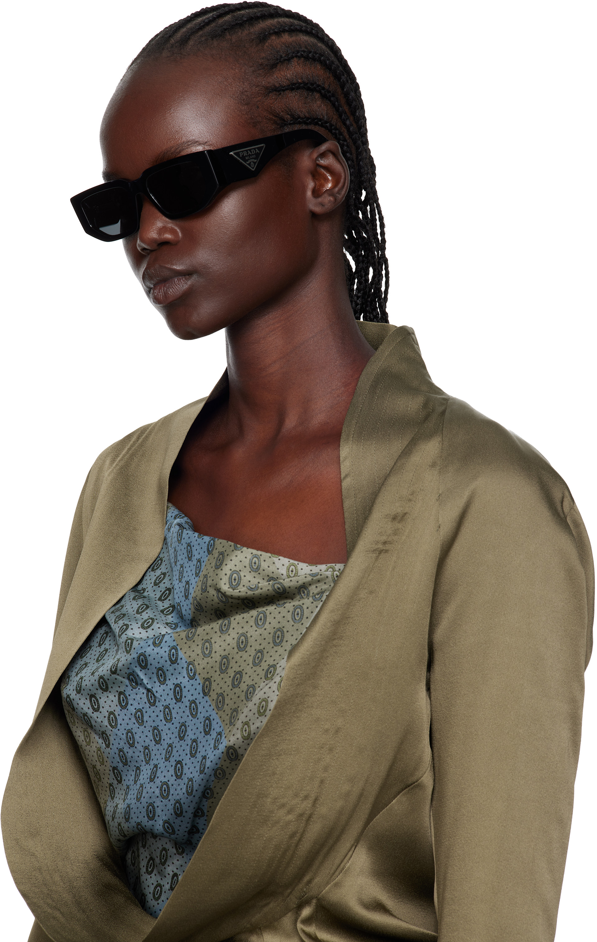 Prada Eyewear - Black Triangle Logo Sunglasses