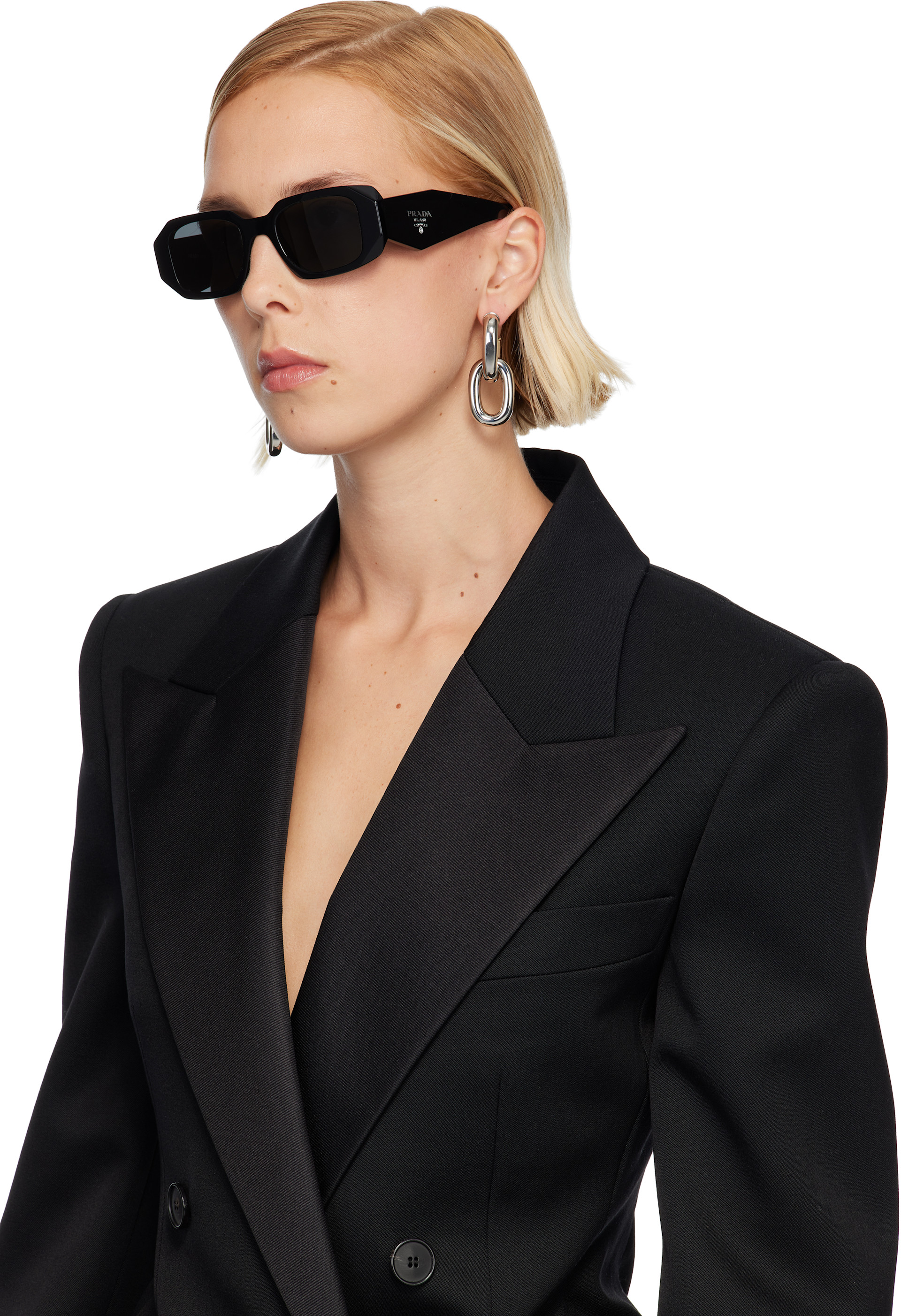 Prada Eyewear: Black 'Prada Symbole' Sunglasses | SSENSE