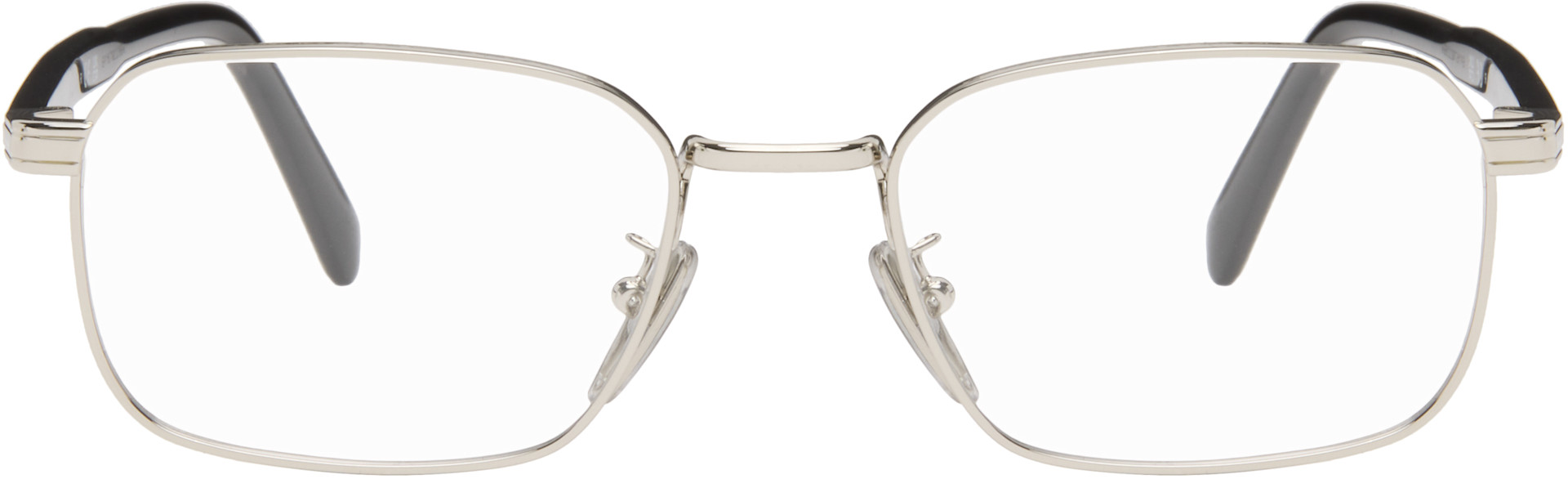Prada Eyewear - 실버 & 블랙 스퀘어 안경
