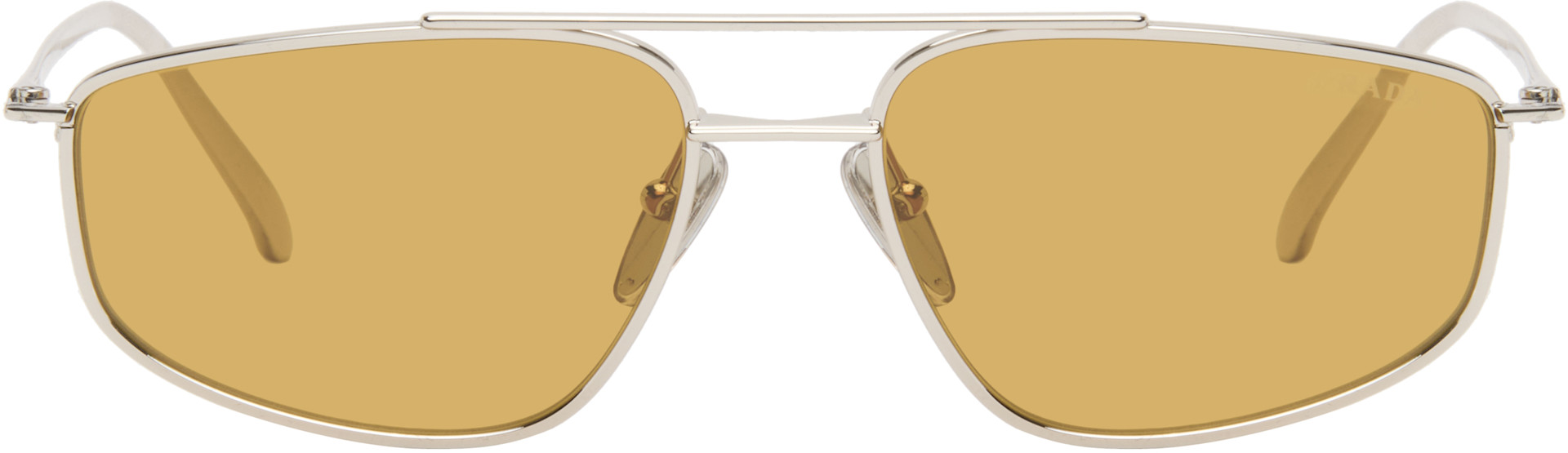Prada Eyewear - 실버 에비에이터 선글라스