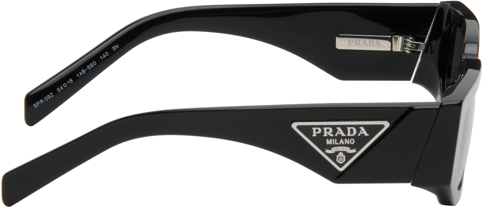 Prada Eyewear: Black Triangle Logo Sunglasses | SSENSE