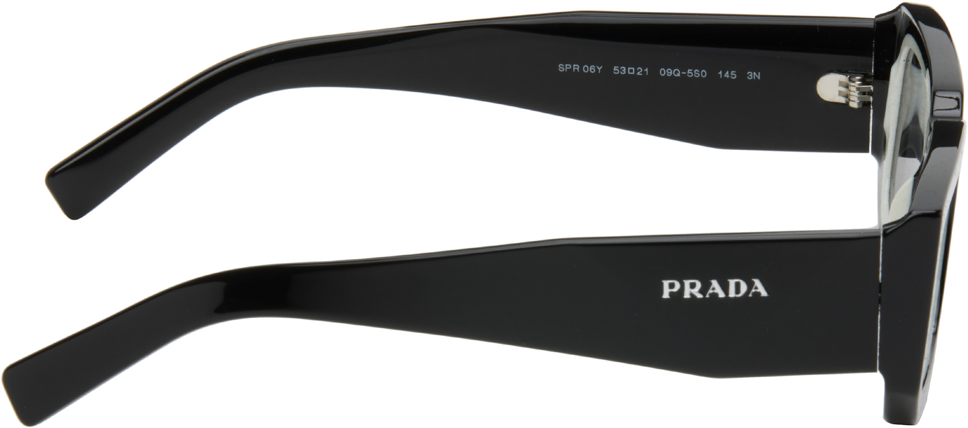 Prada Eyewear - 블랙 스퀘어 아세테이트 청키 선글라스