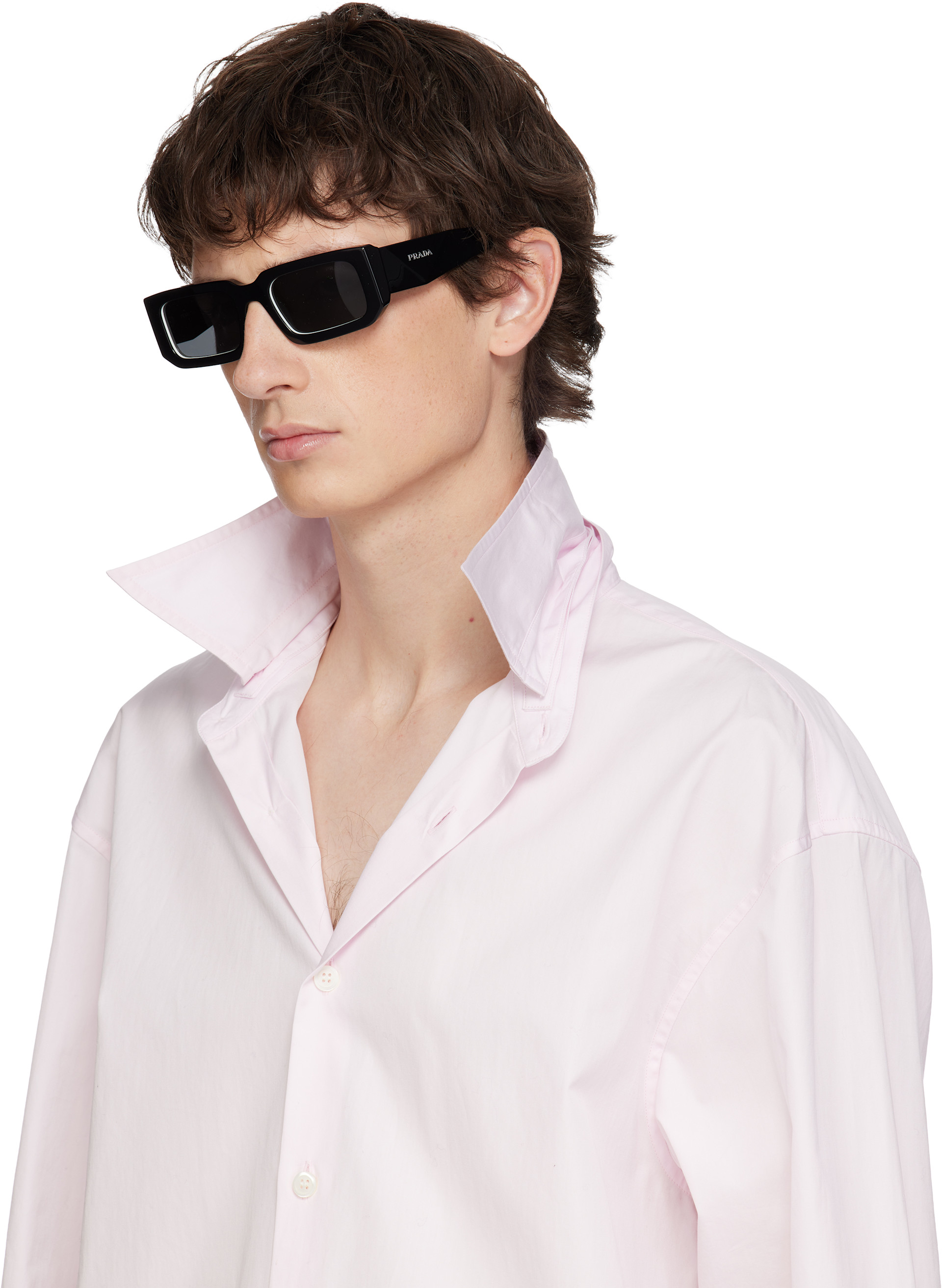 Prada Eyewear: Black Square Acetate Chunky Sunglasses | SSENSE