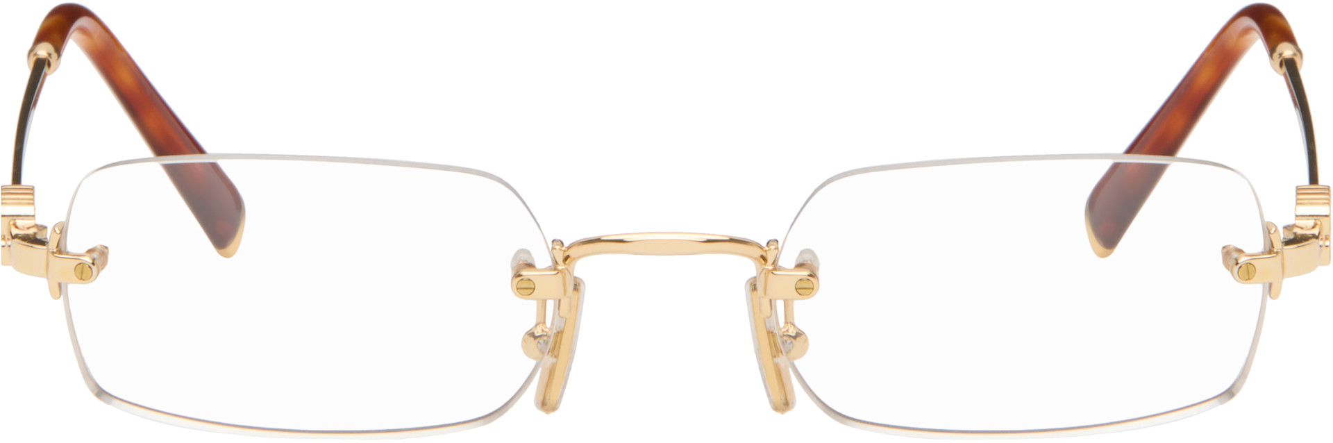 Miu Miu Eyewear: ゴールド リムレスレンズ メガネ | SSENSE 日本