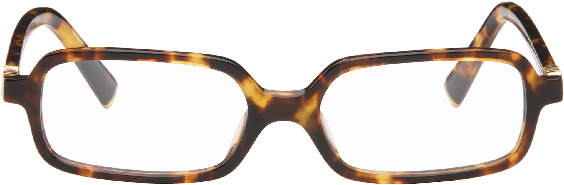 miumiuスクエアメガネ Miu Miu Eyewear: ブラウン スクエアメガネ | SSENSE 日本