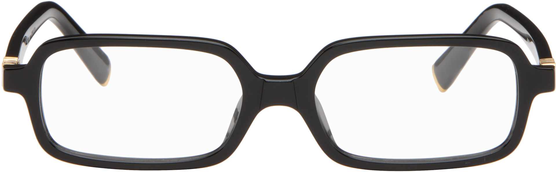 Miu Miu Eyewear - 블랙 렉탱글 안경