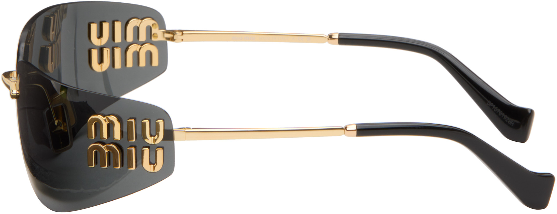 Miu Miu Eyewear: Gold Aube Sunglasses | SSENSE display picture 3