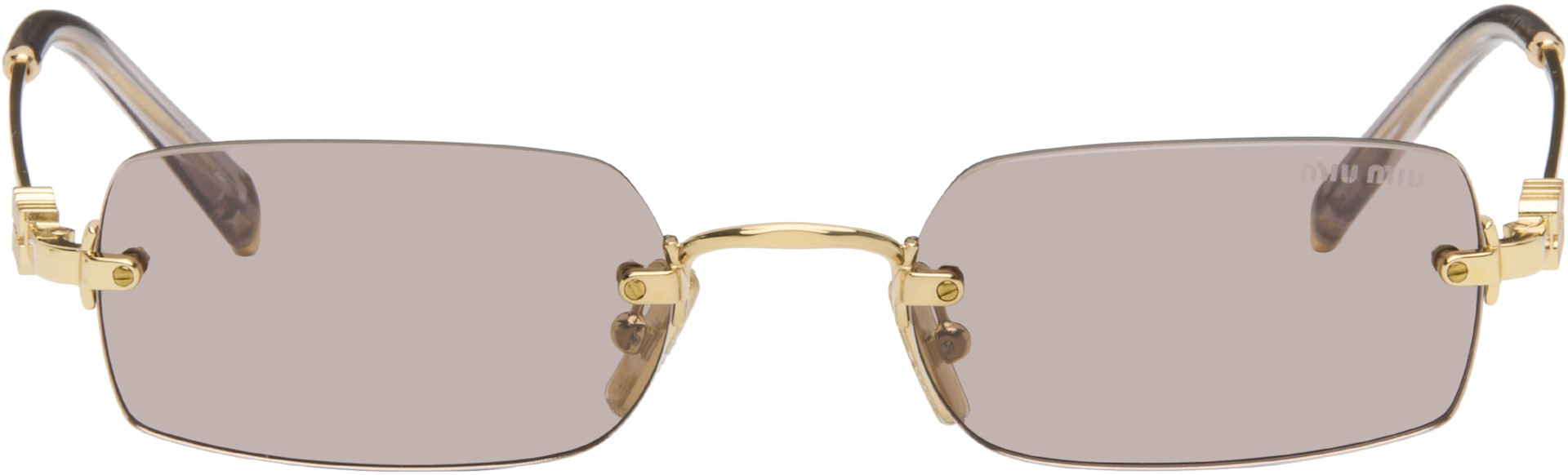 Miu Miu Eyewear: ゴールド 'Miu Miu Eyewear Collection' サングラス