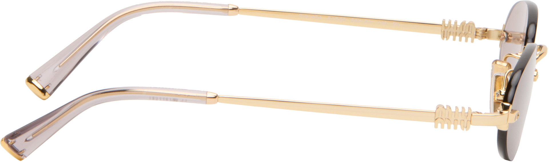 Miu Miu Eyewear: Gold 'Miu Miu Logo' Sunglasses | SSENSE