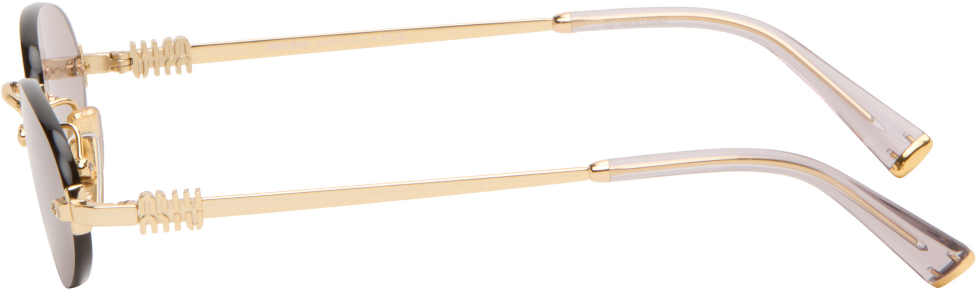 Miu Miu Eyewear: Gold 'Miu Miu Logo' Sunglasses | SSENSE Canada