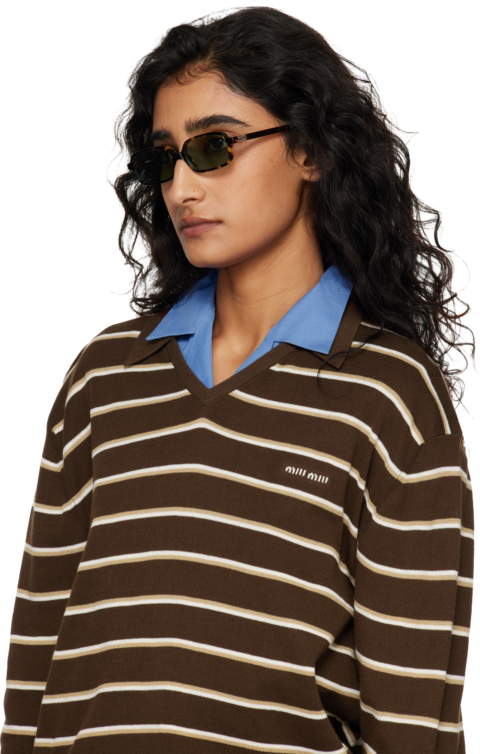 Miu Miu Eyewear: Brown 'Miu Regard' Sunglasses | SSENSE