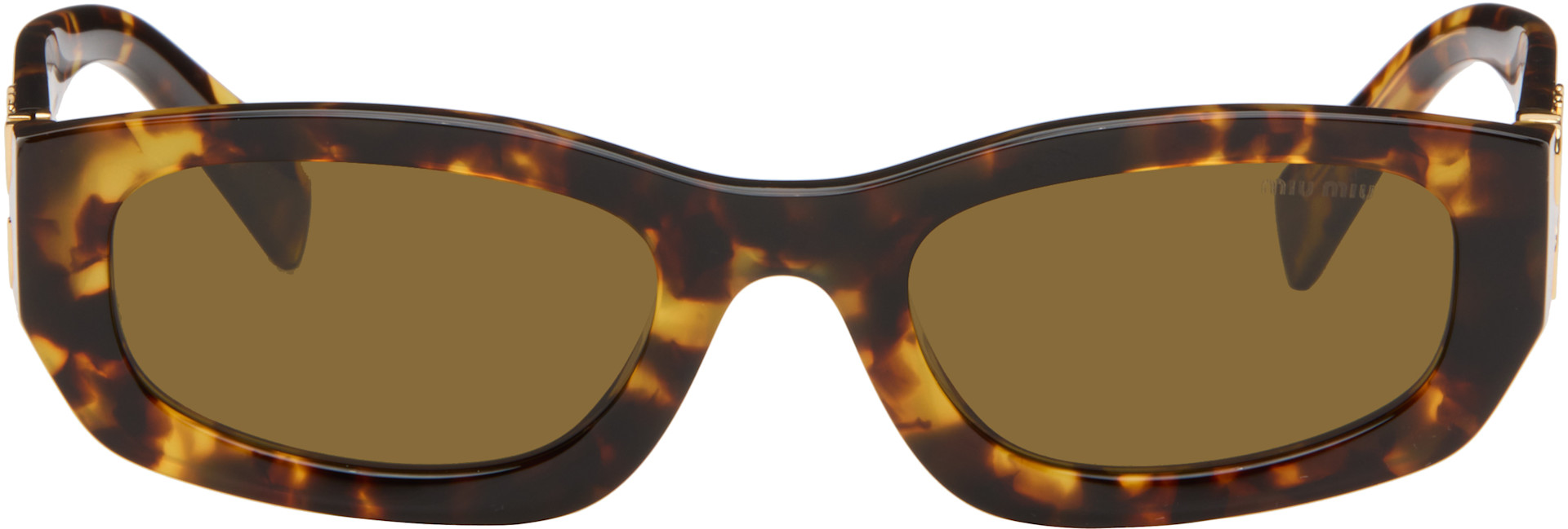 Miu Miu Eyewear - 브라운 렉탱글 선글라스