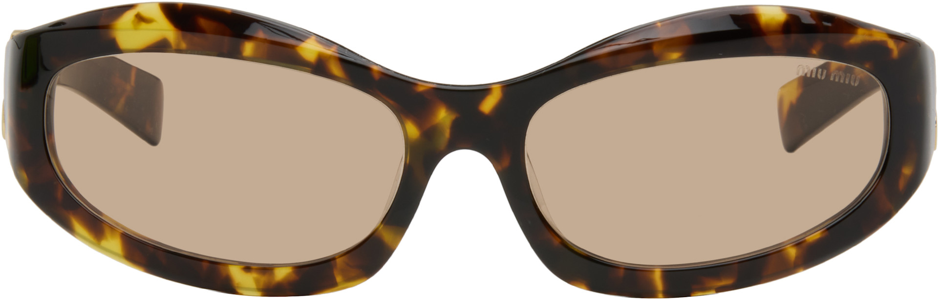 Miu Miu Eyewear: ブラウン シールドサングラス | SSENSE 日本