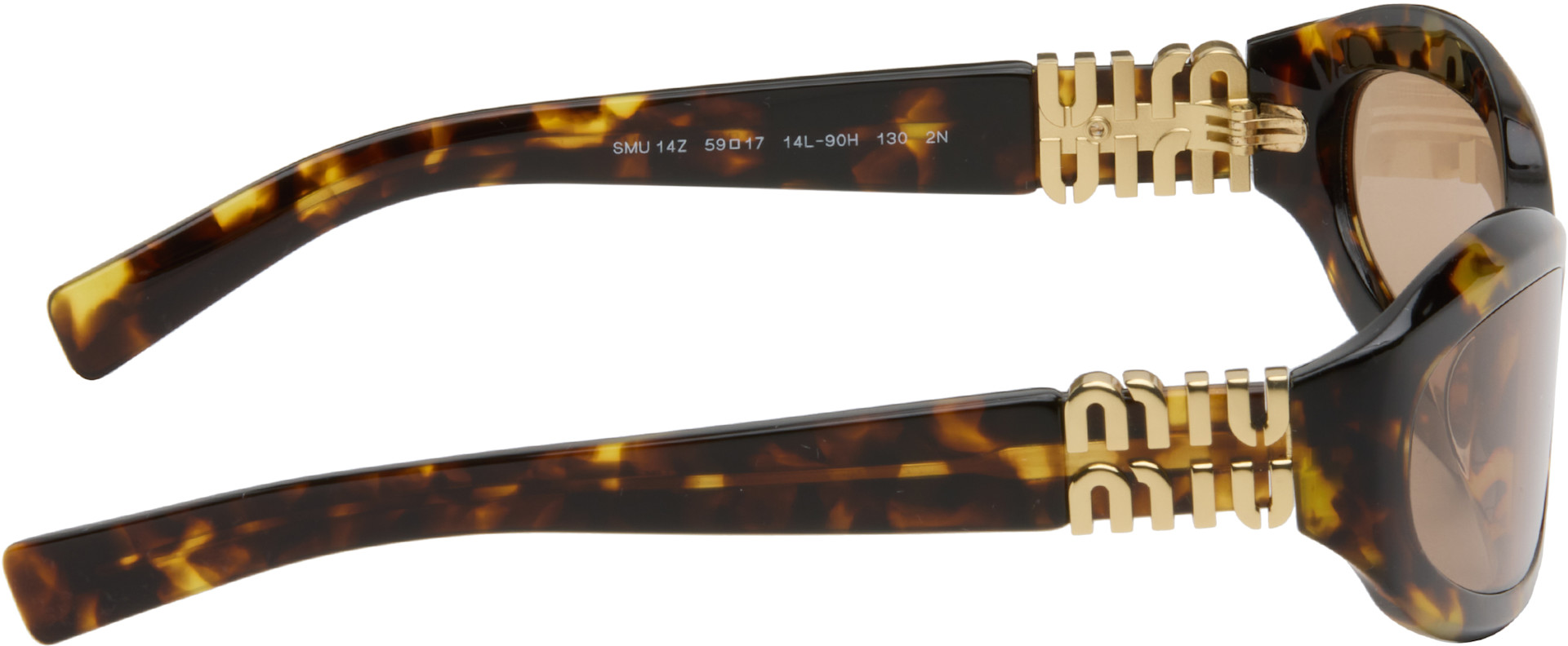 Miu Miu Black Frame Brown Lens Logo Accent Sunglasses MIU MIU Square-frame acetate and gold-tone sunglasses | NET  main image 3