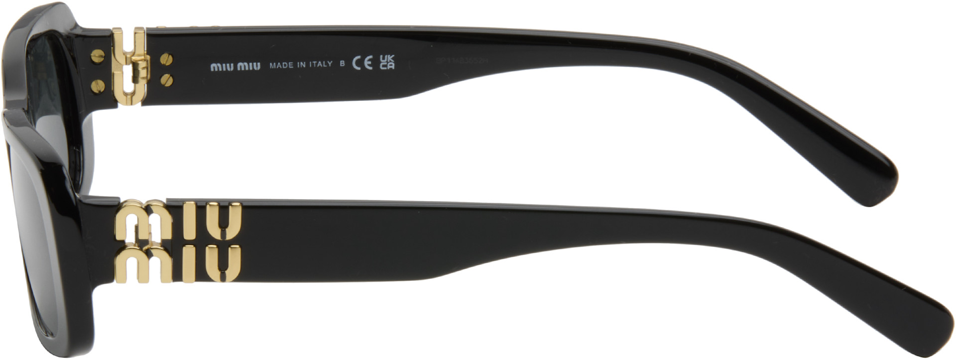 Miu Miu Eyewear: Black Square Acetate Sunglasses | SSENSE