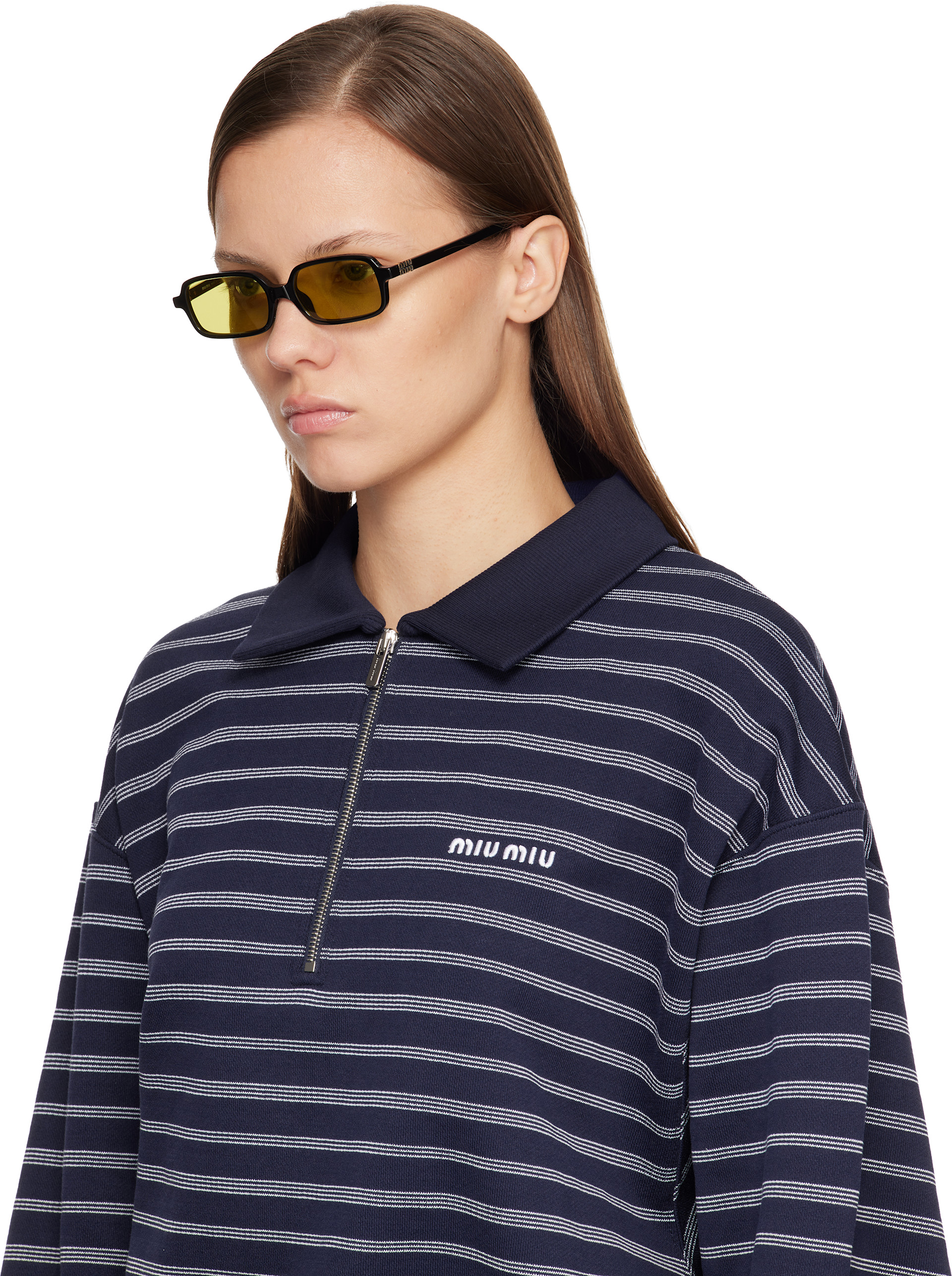 Miu Miu Eyewear: Black Miu Regard Sunglasses | SSENSE