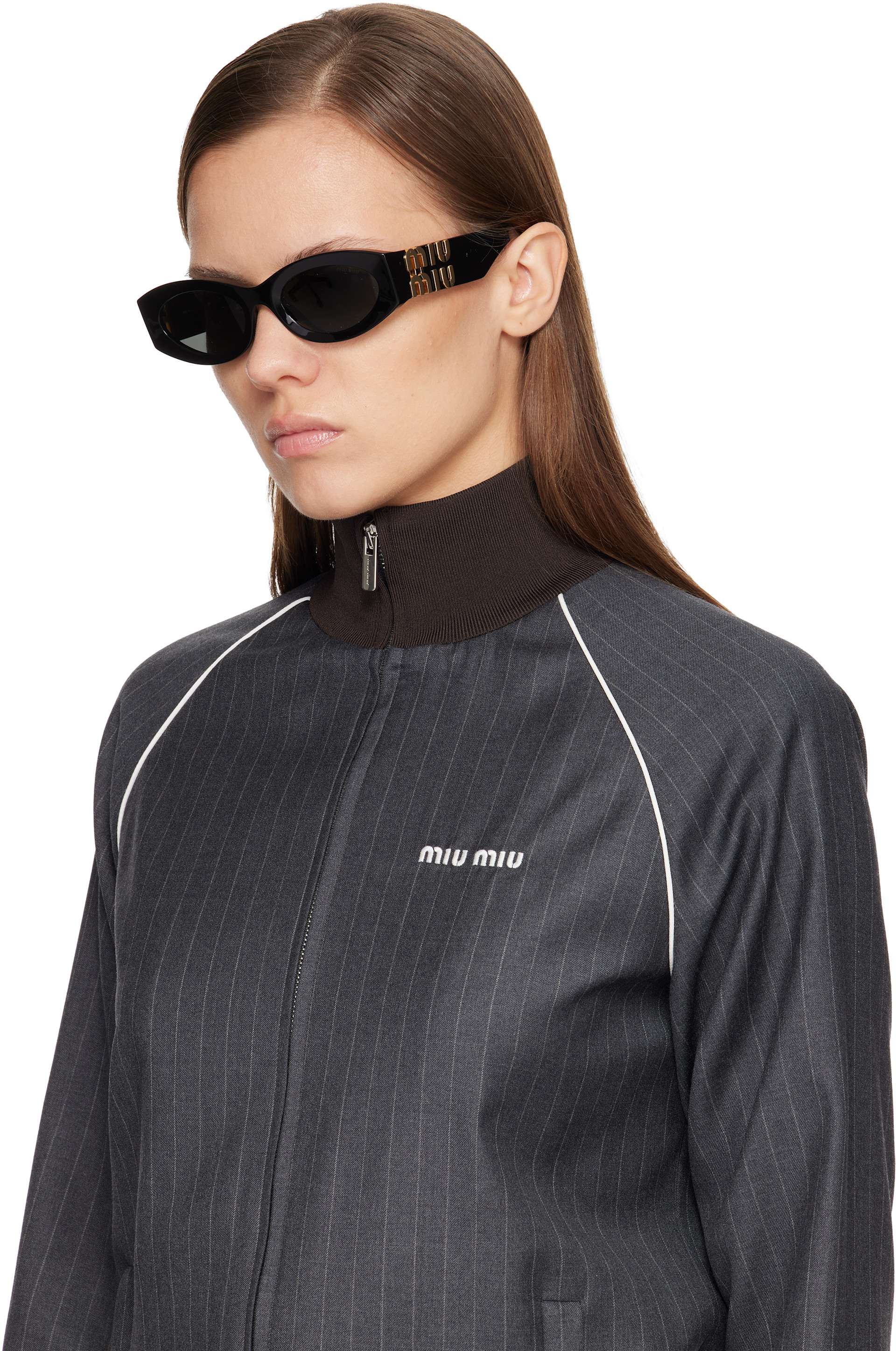 Miu Miu Eyewear: Black Miu Glimpse Sunglasses | SSENSE