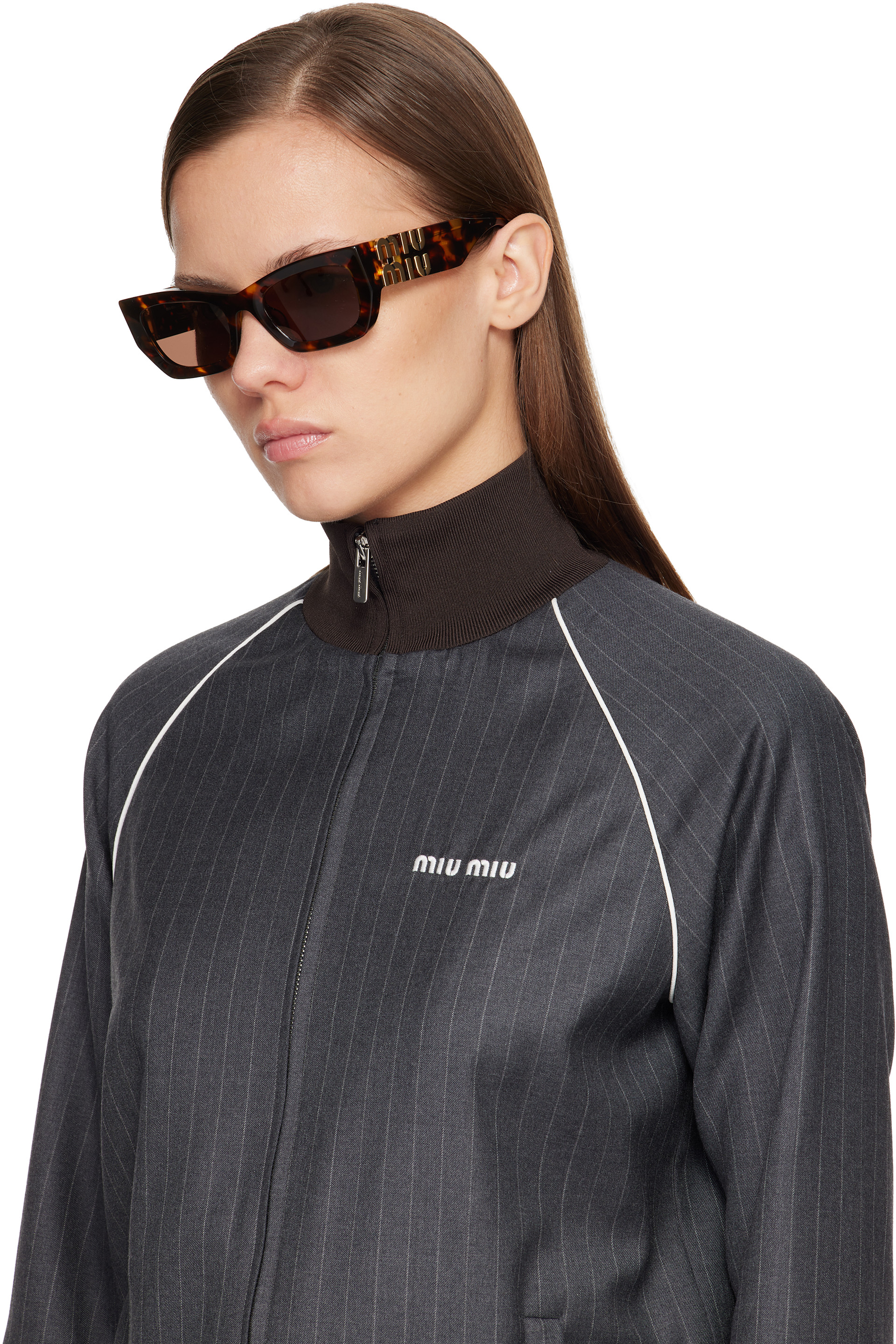 MIU MIU ブラウン　サングラス Miu Miu Eyewear: ブラウン Miu Glimpse サングラス | SSENSE 日本