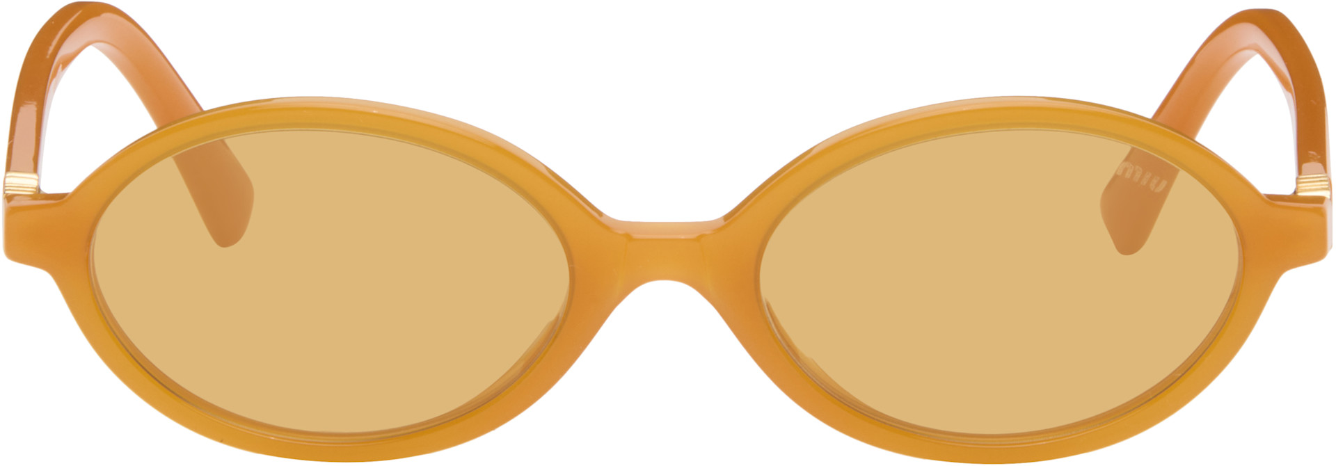 Miu Miu Eyewear: Orange Miu Regard Sunglasses | SSENSE