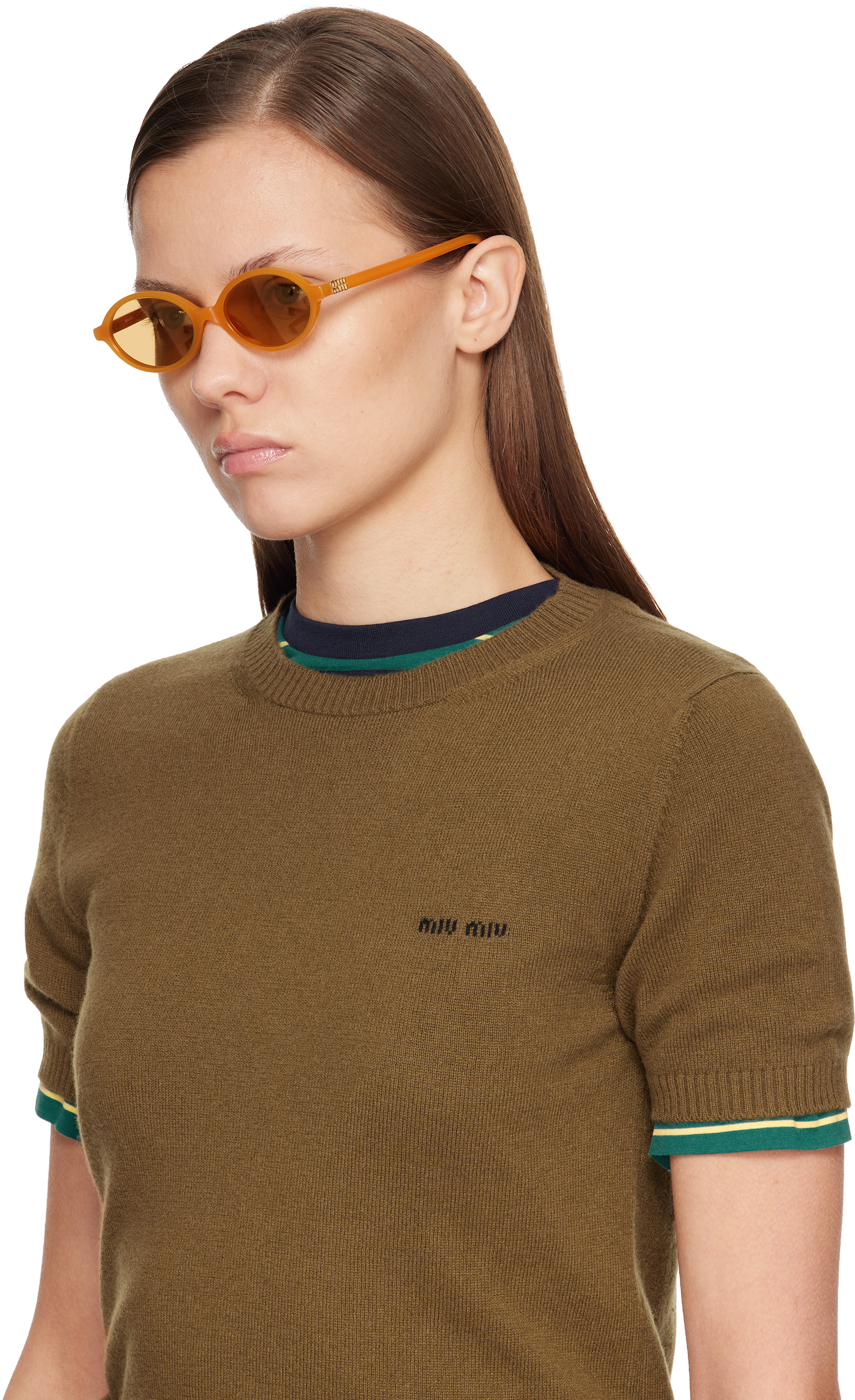 【極美品】miumiu Eyewear Regard Sunglasses Miu Miu Eyewear: Orange Miu Regard Sunglasses | SSENSE