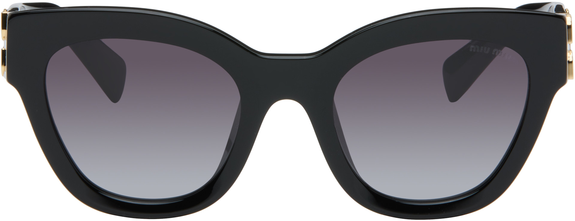Miu Miu Eyewear: Black Cat-Eye Gradient Sunglasses | SSENSE