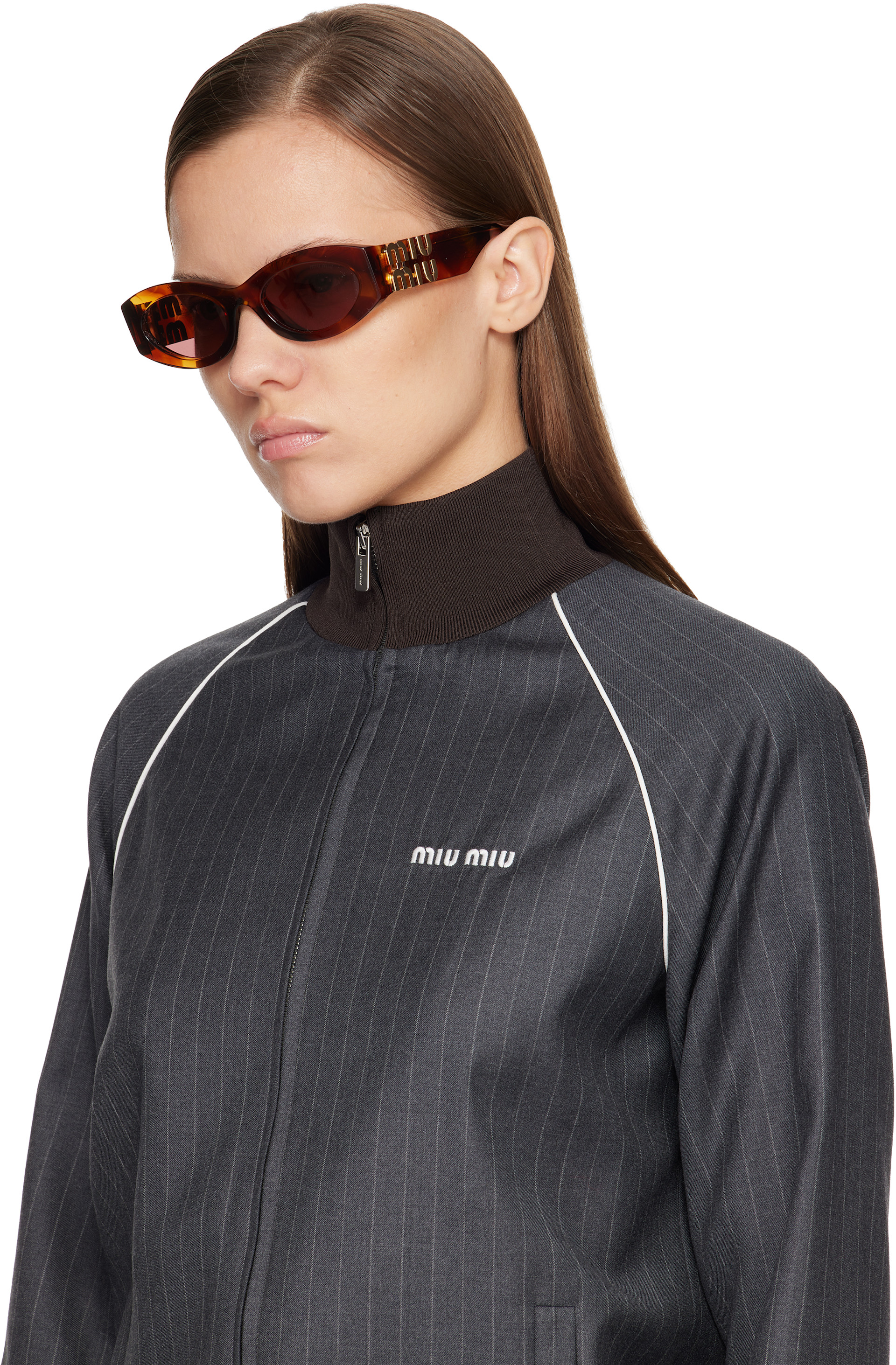 Miu Miu Eyewear: Brown Miu Glimpse Sunglasses | SSENSE Canada