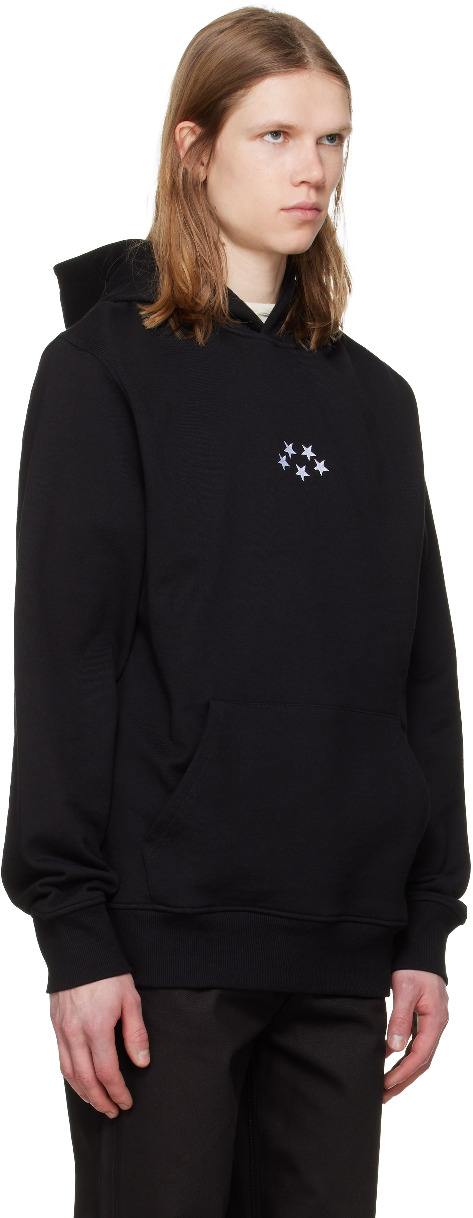 JKEEFER - Pull à capuche noir à image d'étoiles brodée