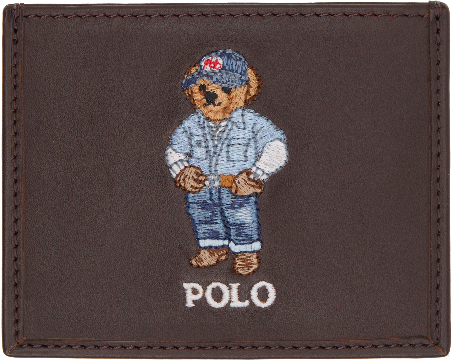 Polo Ralph Lauren: ブラウン Polo ベア レザー カードケース | SSENSE