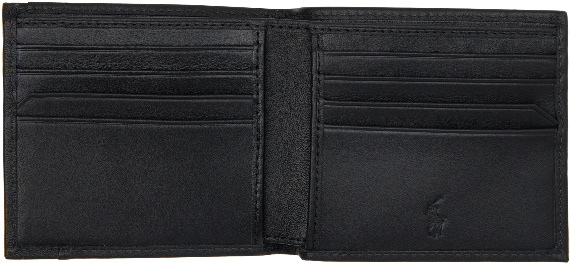 Polo Ralph Lauren: Black Smooth Leather Billfold Wallet | SSENSE