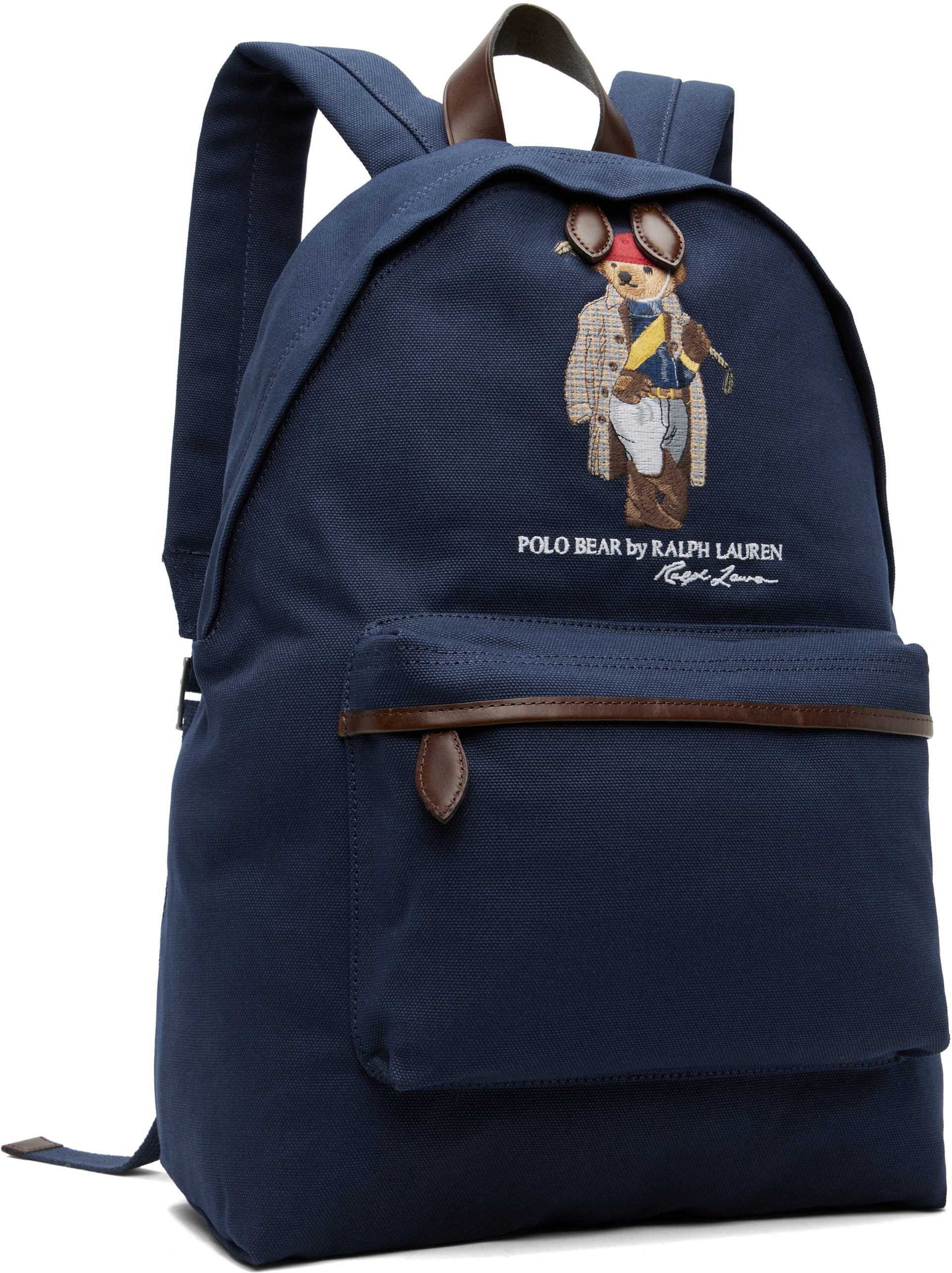 Polo Ralph Lauren: ネイビー Polo ベア キャンバス バックパック