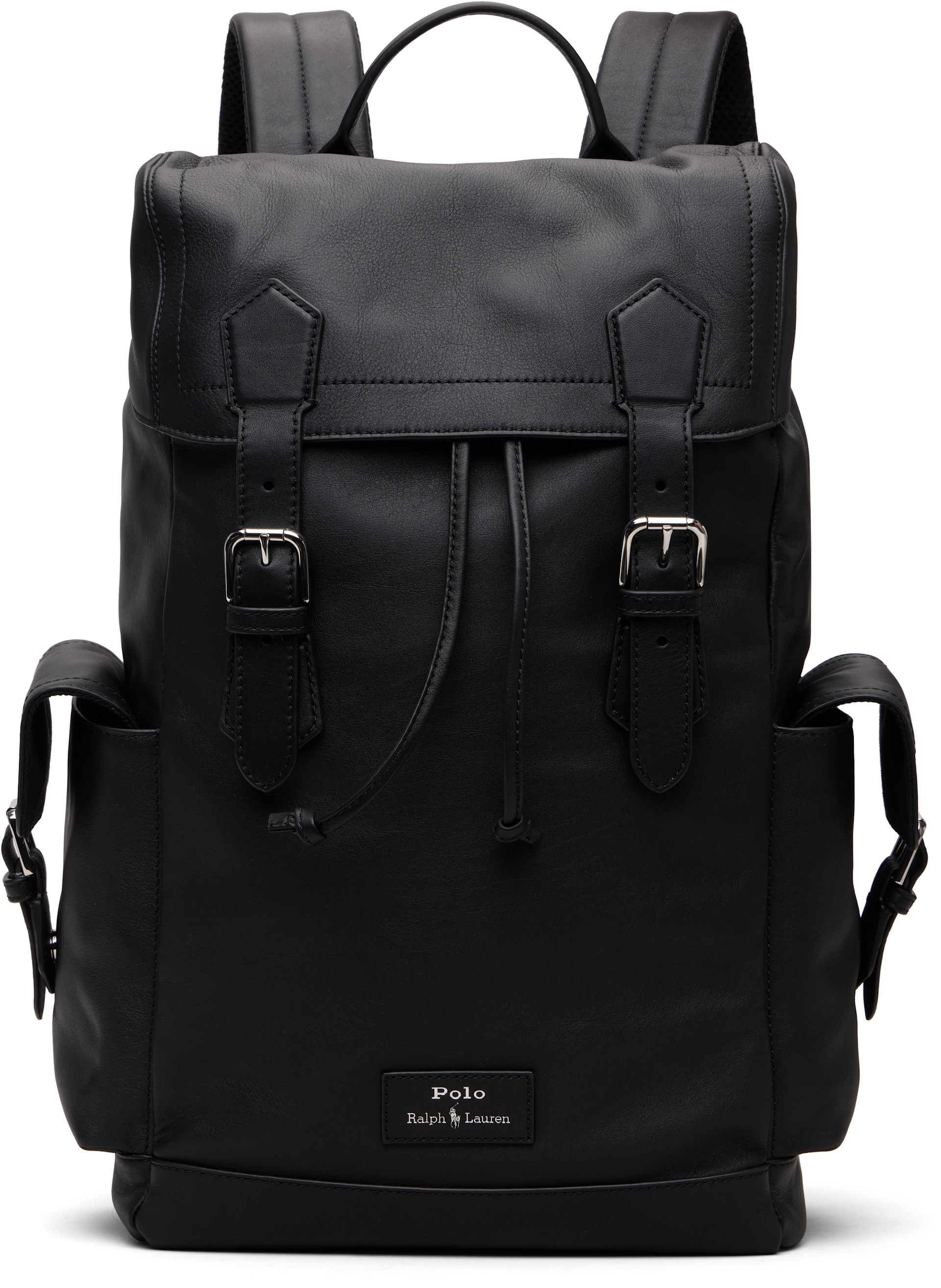 Polo Ralph Lauren: Black Smooth Leather Backpack | SSENSE Canada