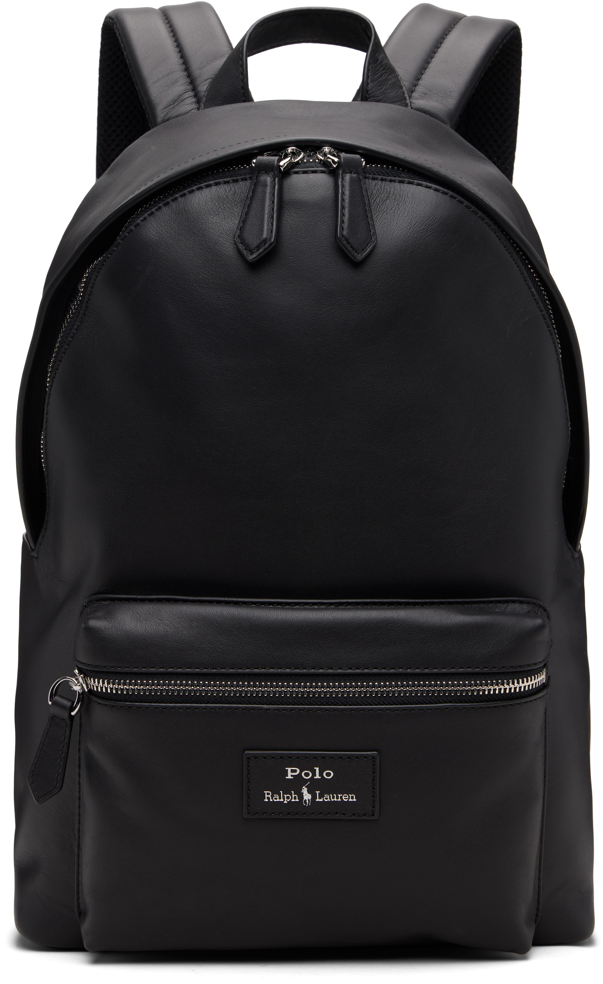Polo Ralph Lauren 黒 レザー フラップ付きバックパック Polo Ralph Lauren: ブラック スムースレザー バックパック | SSENSE 日本