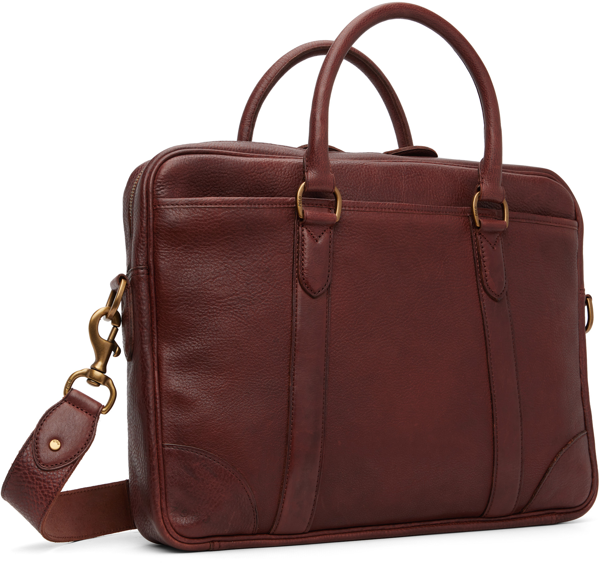 Polo Ralph Lauren: Brown Heritage Leather Messenger Bag | SSENSE