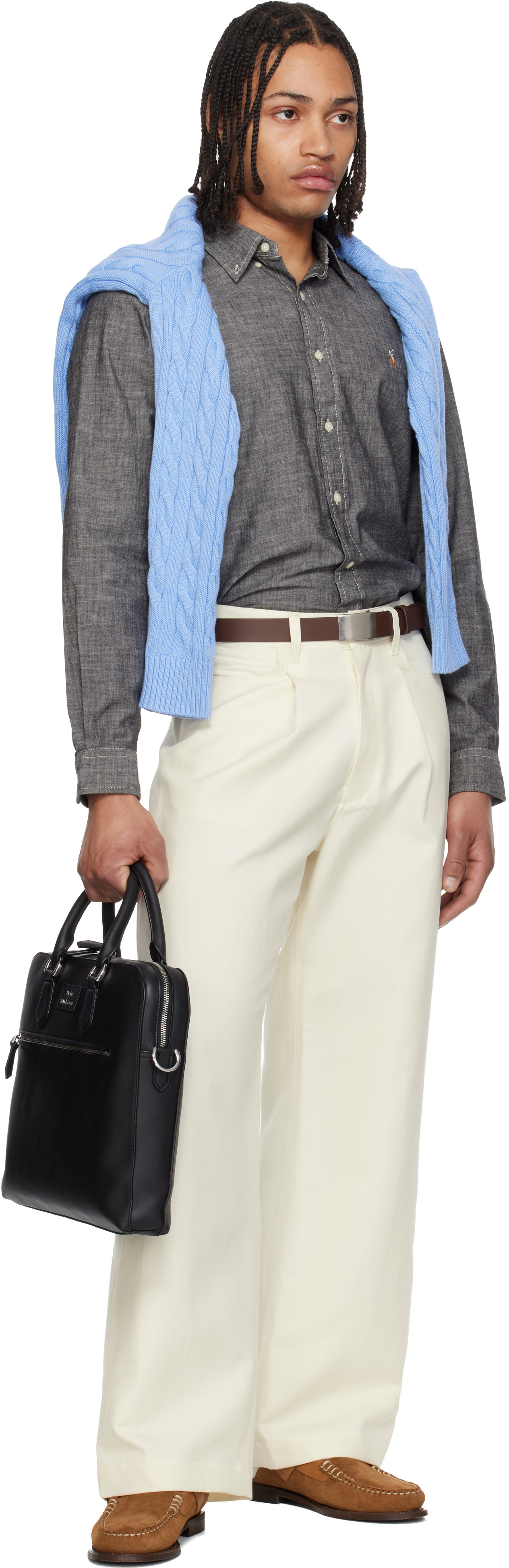 Polo Ralph Lauren: ブラック Commuter スムースレザー ブリーフケース