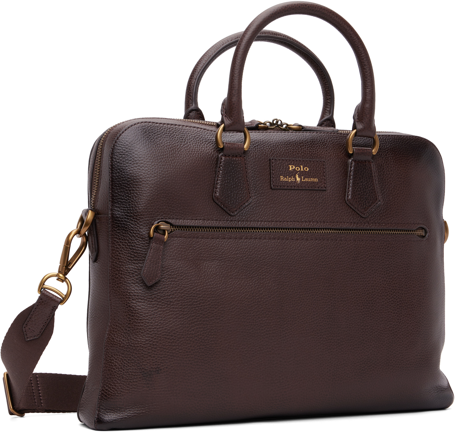 Polo Ralph Lauren: ブラウン Commuter ペブルレザー ブリーフケース