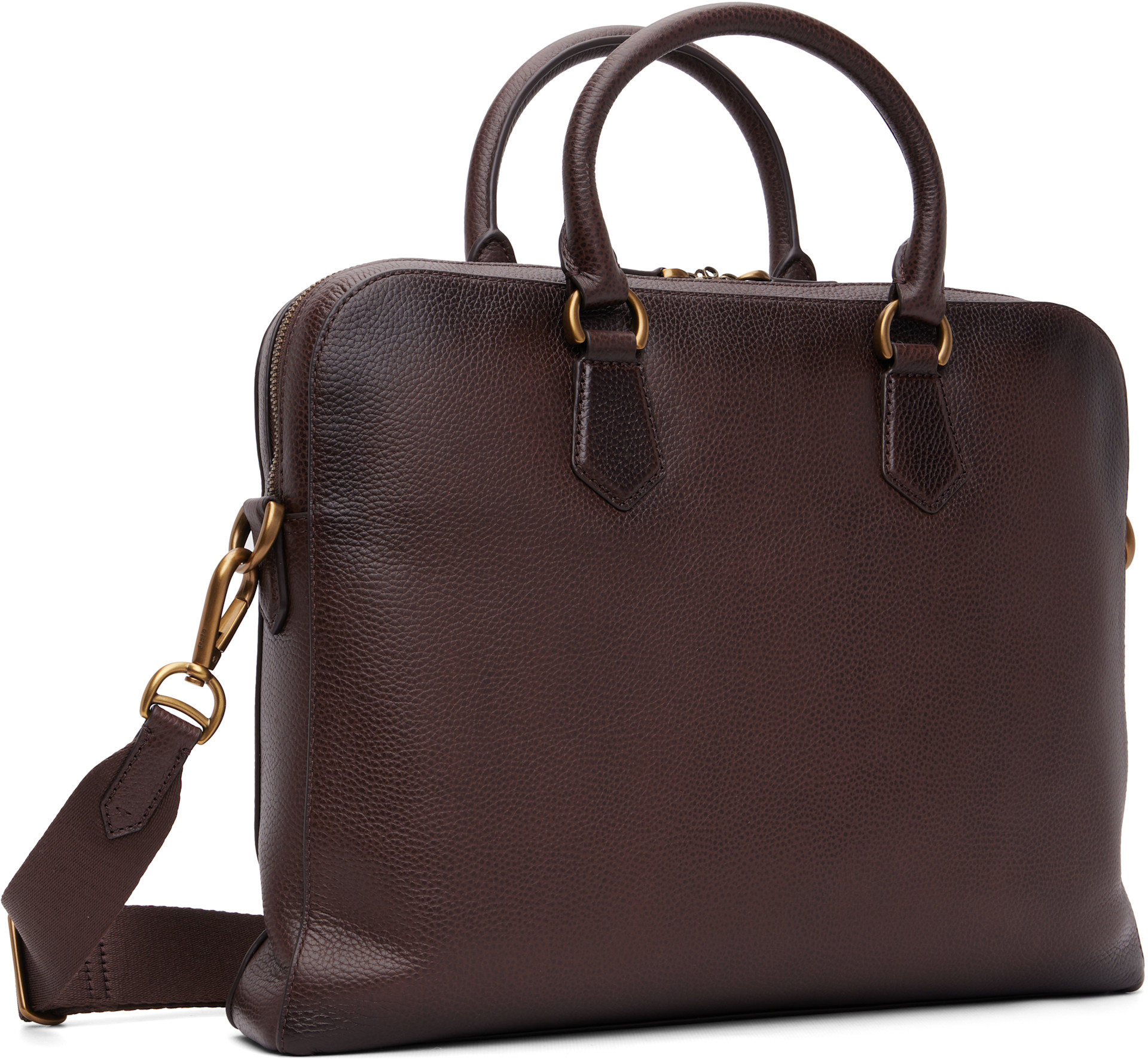 Polo Ralph Lauren: ブラウン Commuter ペブルレザー ブリーフケース