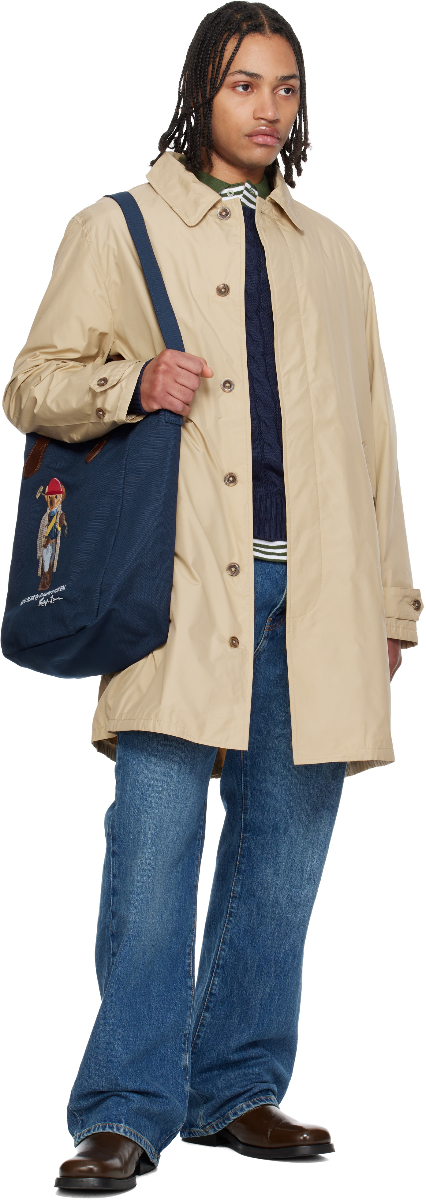 Polo Ralph Lauren: ネイビー Shopper Polo ベア キャンバス トート